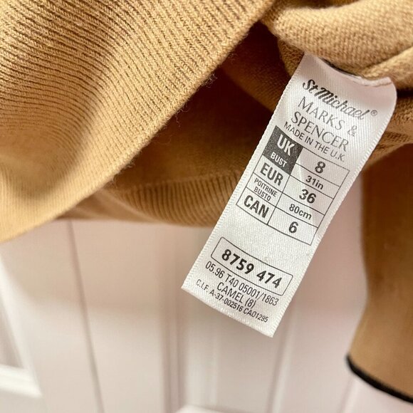 Vintage Marks & Spencer Polo Knit Sweater Camel Black- S - Picture 6 of 11
